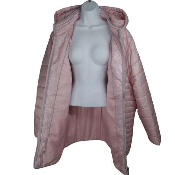 Claire France Water Repellant Wind Resistant Hooded Puffer Coat Jacket Pink  4X - Picture 6 of 14